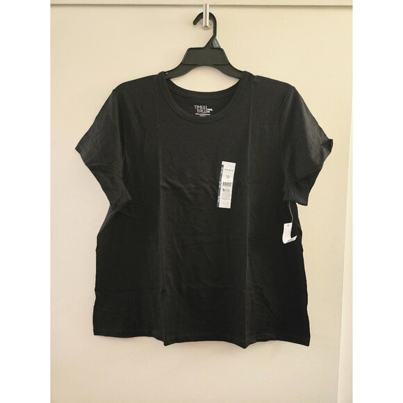 NWT Time and Tru Women’s Slub Jersey Crewneck Tee Size XXXL (22) - Black - Picture 2 of 5